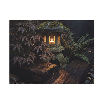 Moody Moonlit Garden Canvas Art - Shadow Zen Dark Japandi Art Print