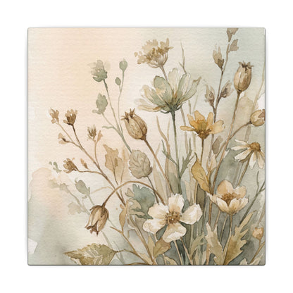Summer Dried Flowers Watercolor Canvas Art | Elegant Decor