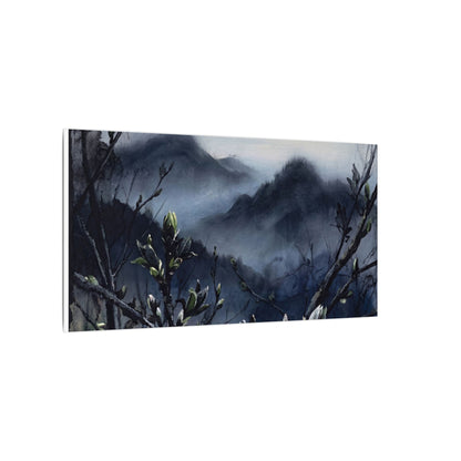 Mountain Mist Spring Canvas Art | Dark Japandi Atmospheric Design