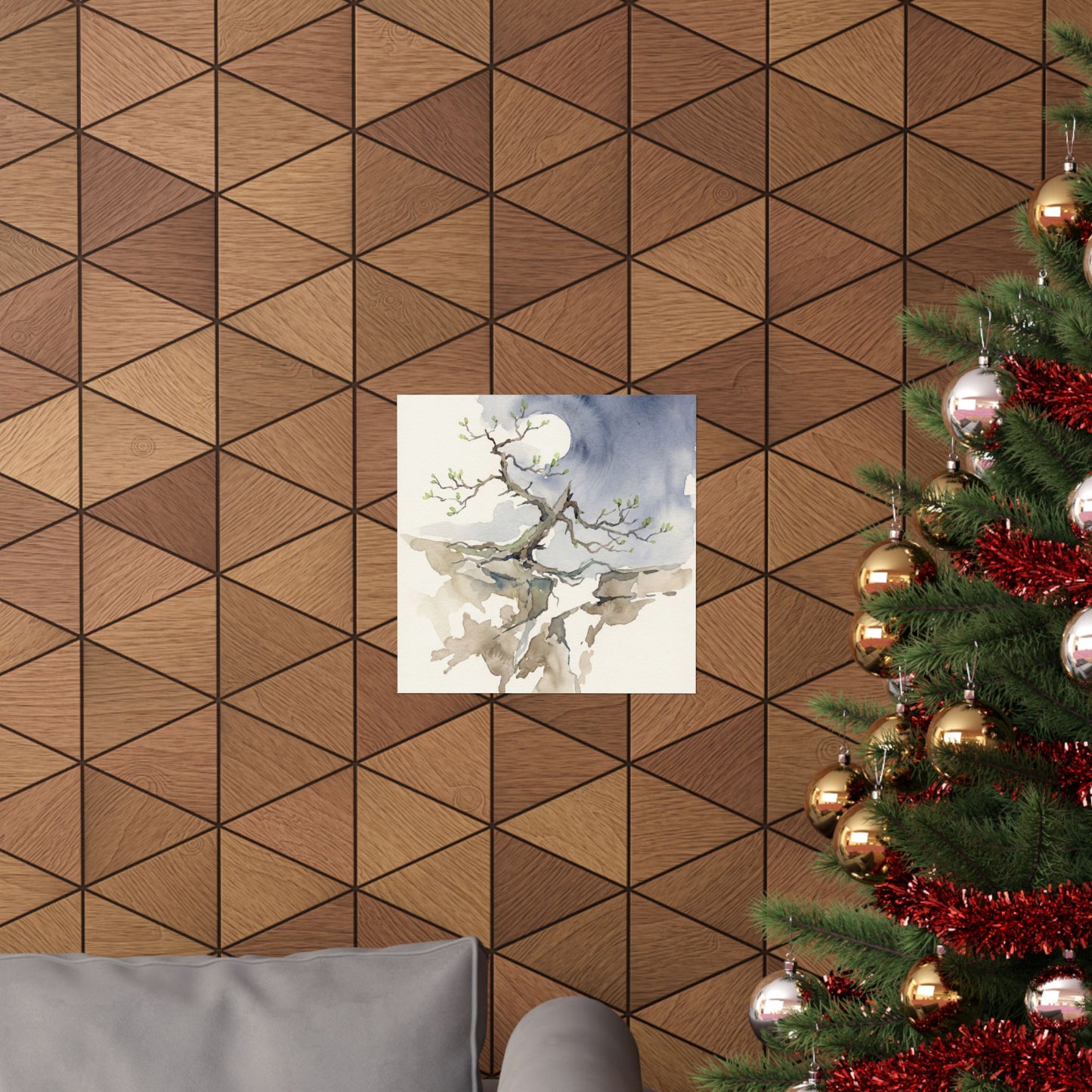 Pine Tree Spring Wall Art Print | Japandi Elegant Design