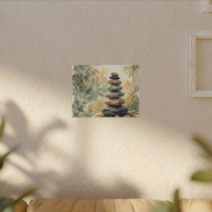 Golden Hour River Stones Canvas Art - Japandi Mono No Aware