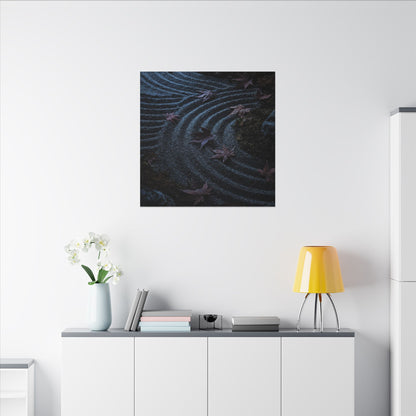 Rock Garden Canvas Art | Autumn Dark Japandi Dark Texture Art