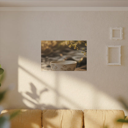 Neutral Ceramic Bowl Canvas Art - Japanese Pattern Japandi