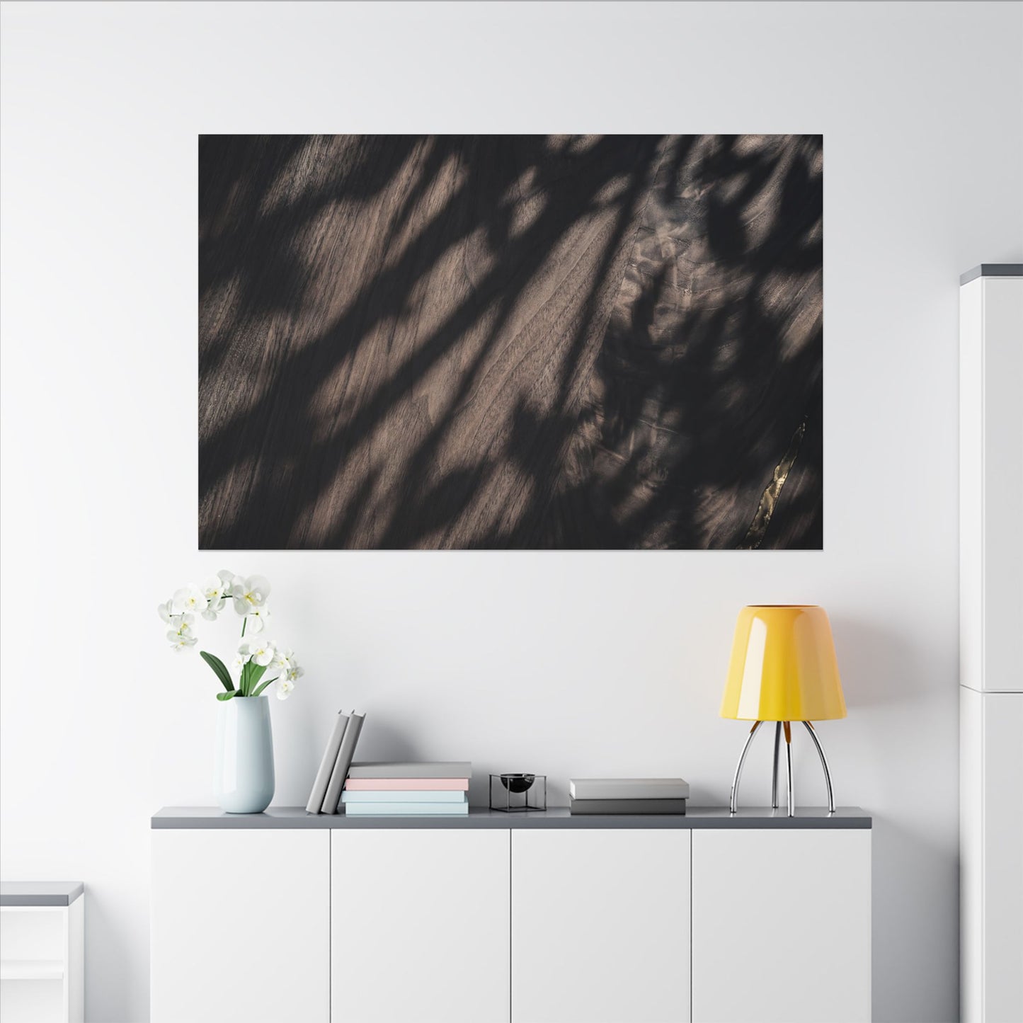 Shadow Play Summer Canvas Art | Dark Japandi Moody Design