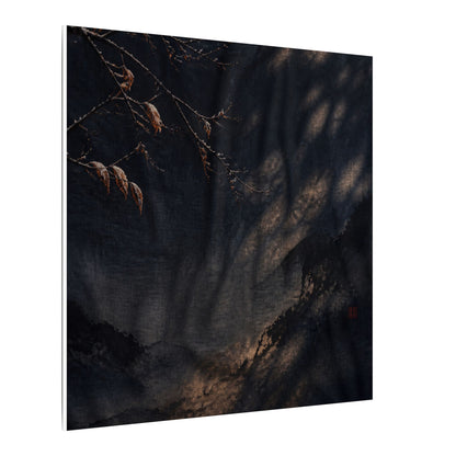 Atmospheric Silk Drape Canvas Art - Charcoal Ink Dark Japandi