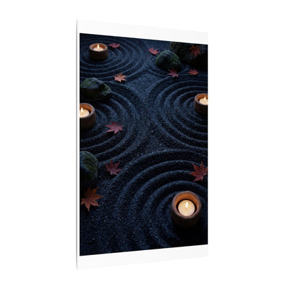 Seijaku Rock Garden Canvas Art - Dark Japandi Dark Texture