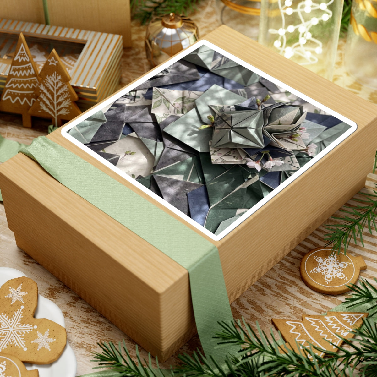 Paper Fold Japanese Pattern Sticker | Elegant Japandi Art Art Print