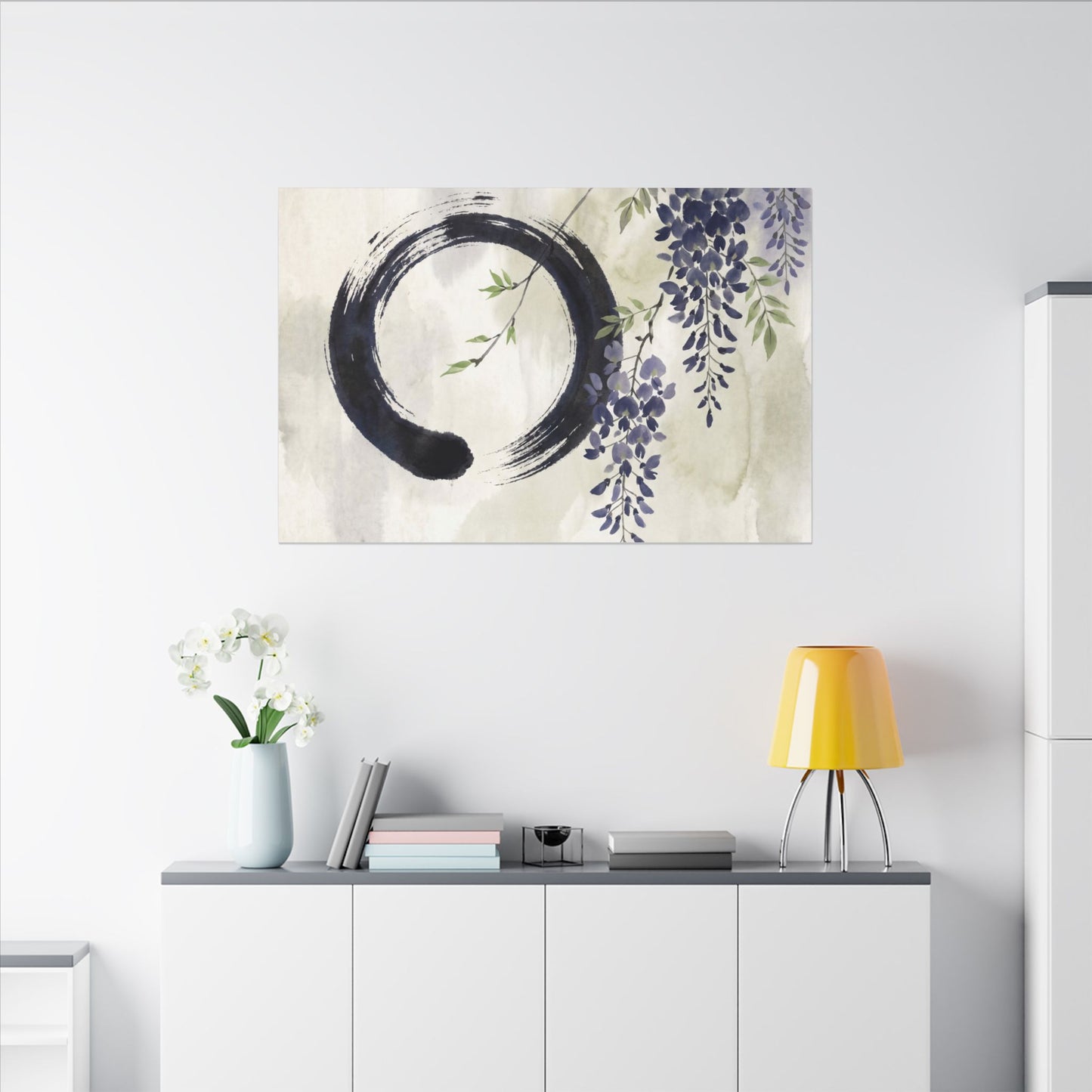 Wisteria Enso Canvas Art | Serene Zen Art