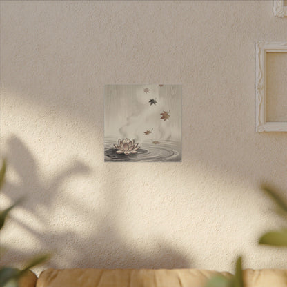 Lotus Flower Canvas Art | Autumn Zen Ukiyo E Inspired Art