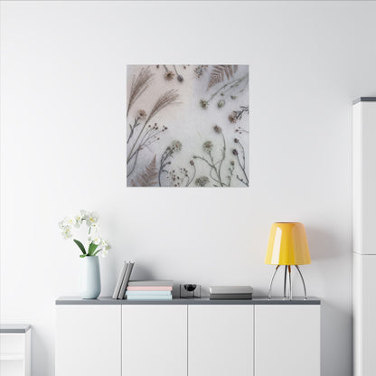 Dried Flowers Japanese Pattern Canvas Art | Elegant Japandi Art