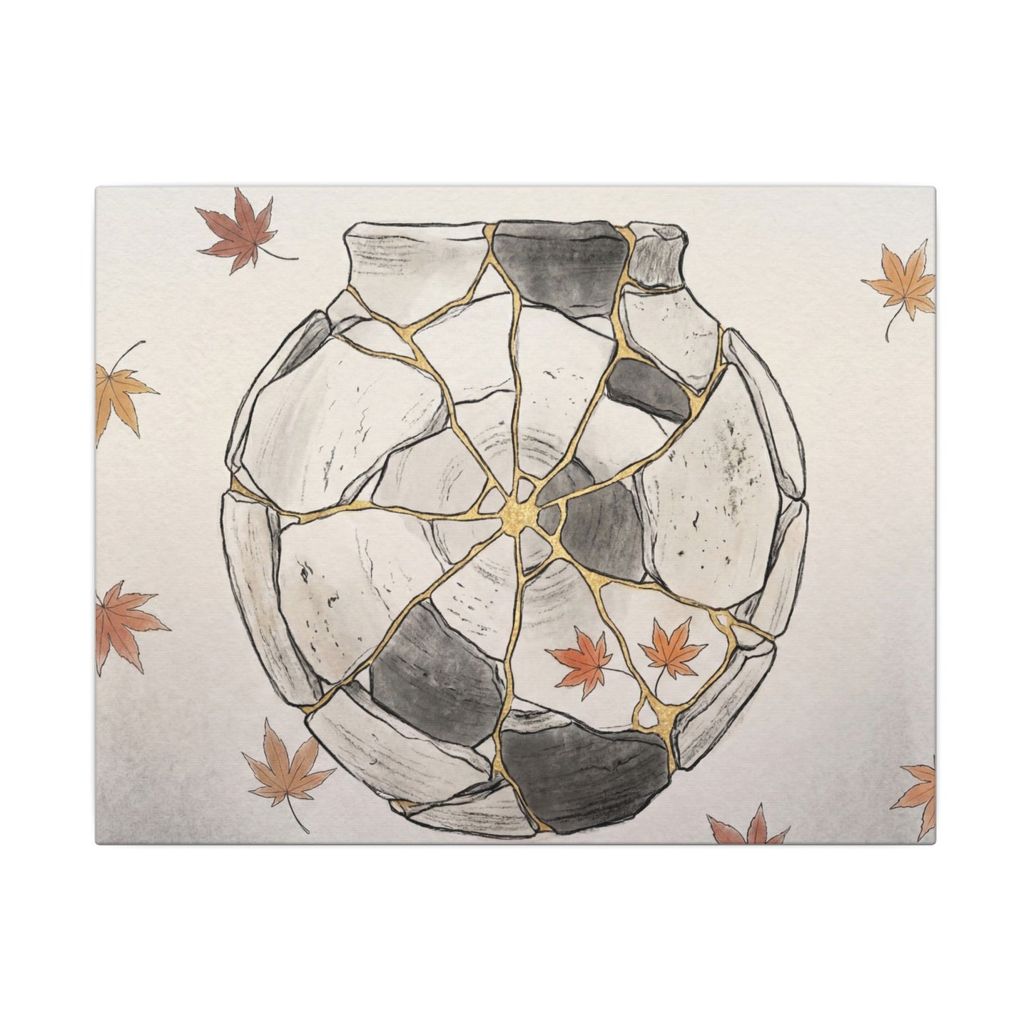 Japandi Broken Pottery in Dawn | Minimal Line Canvas Art Art Print