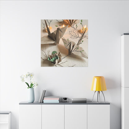 Paper Fold Spring Canvas Art | Japandi Earthy Design