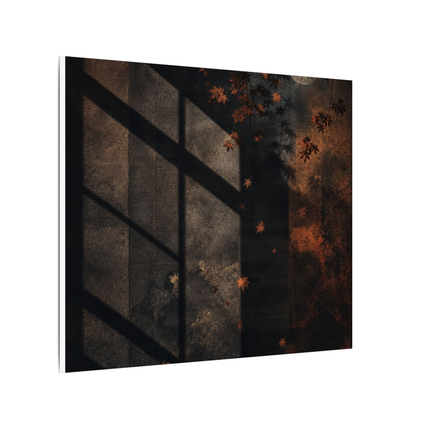 Sophisticated Shadow Play Canvas Art - Dark Texture Dark Japandi