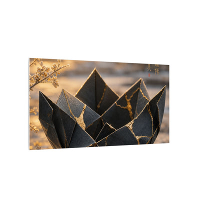 Kintsugi Paper Fold in Golden Hour | Gold Repair Canvas Art