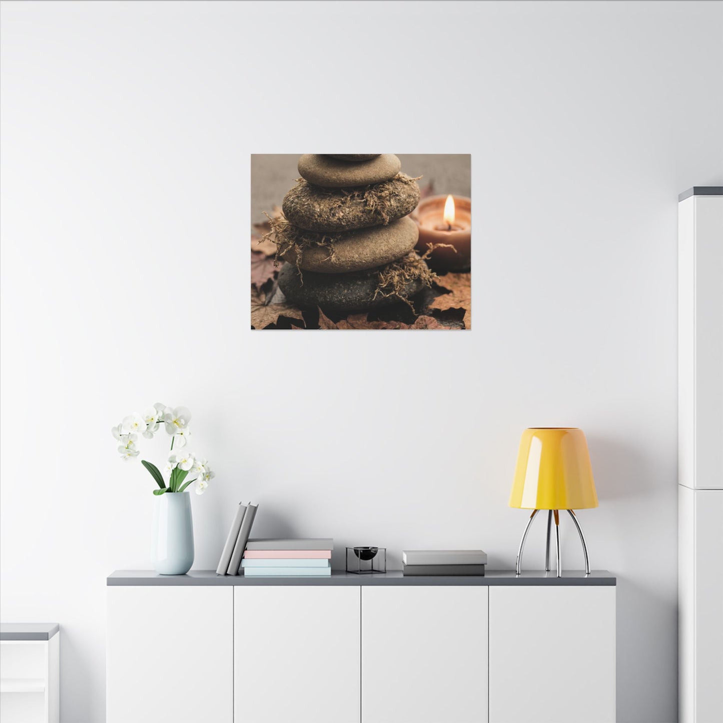 River Stones Canvas Art | Autumn Japandi Texture Art