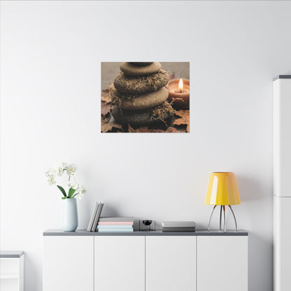 River Stones Canvas Art | Autumn Japandi Texture Art