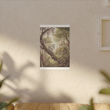 Summer Wisteria Mushroom Illustration Canvas Art | Enchanting Decor