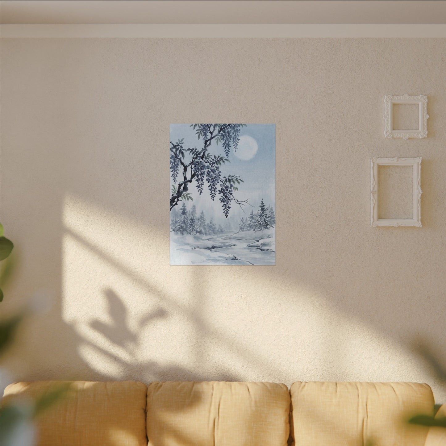Seijaku Wisteria Canvas Art - Zen Sumi E