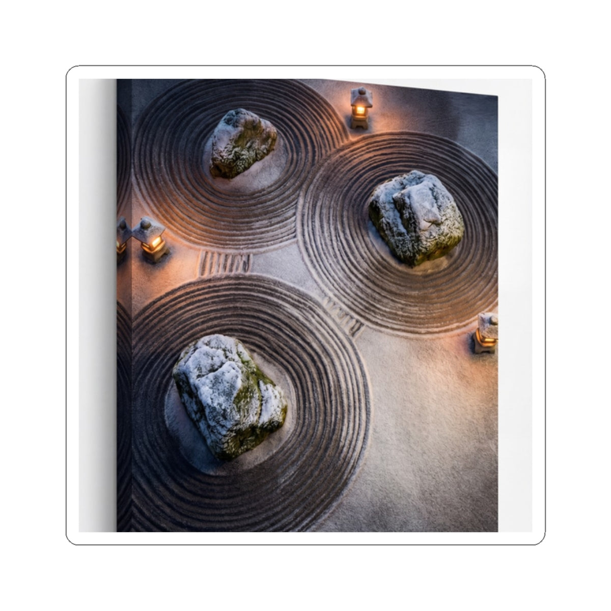 Rock Garden Sticker | Winter Japandi Japanese Pattern Art Art Print