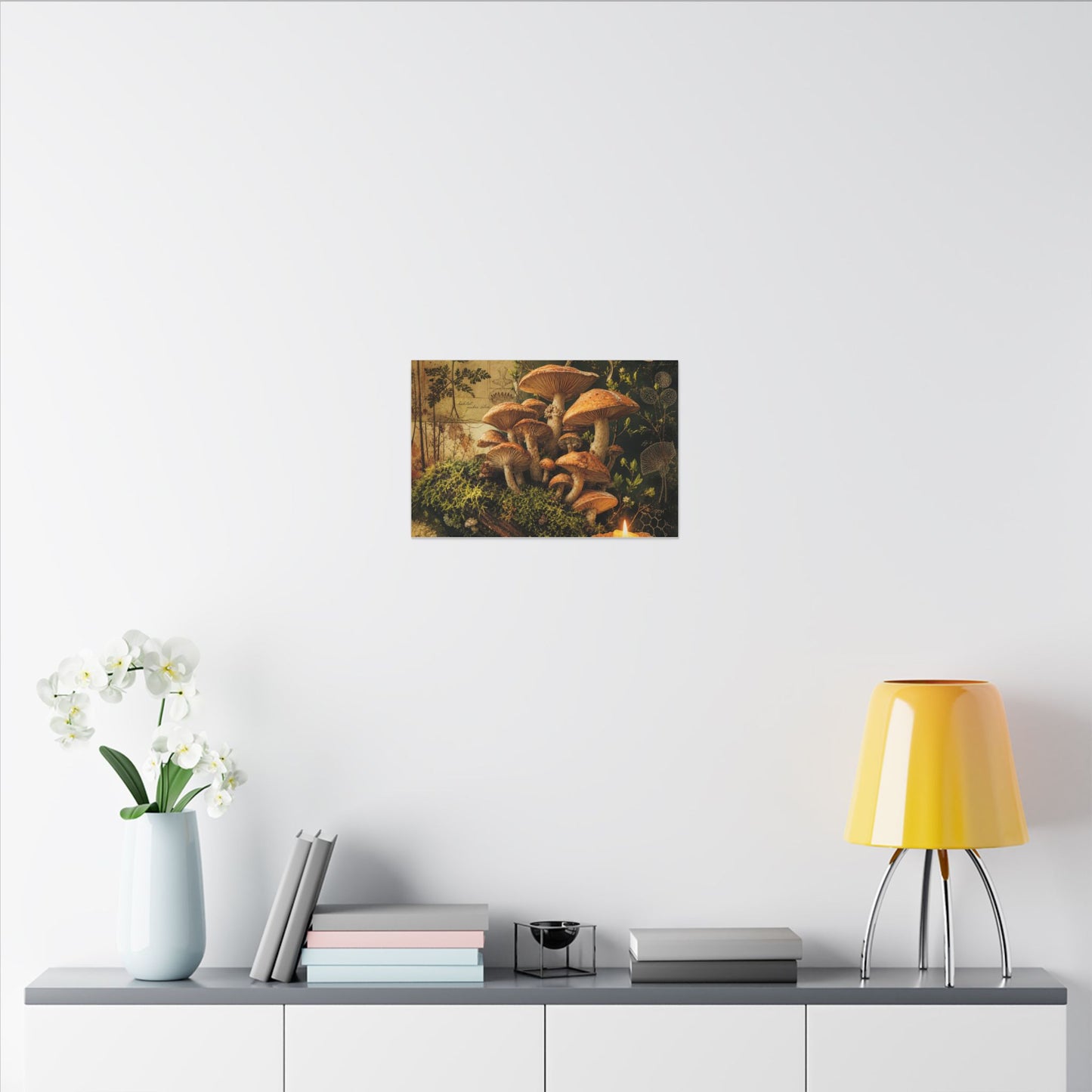 Spring Wild Mushrooms Herbarium Canvas Art | Earthy Decor