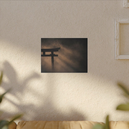 Torii Gate Shadow Zen Canvas Art | Bold Dark Japandi Art