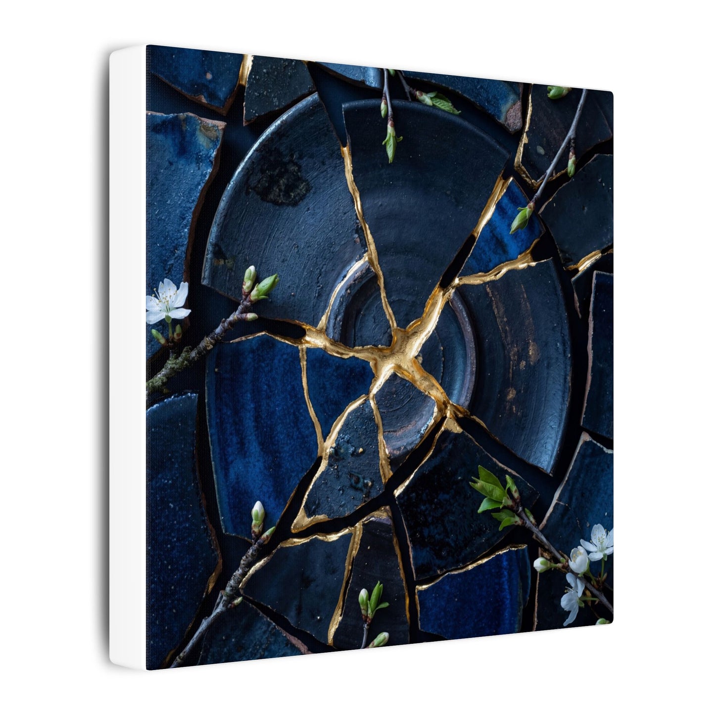 Moonlight Broken Pottery Canvas Art - Kintsugi Fukinsei