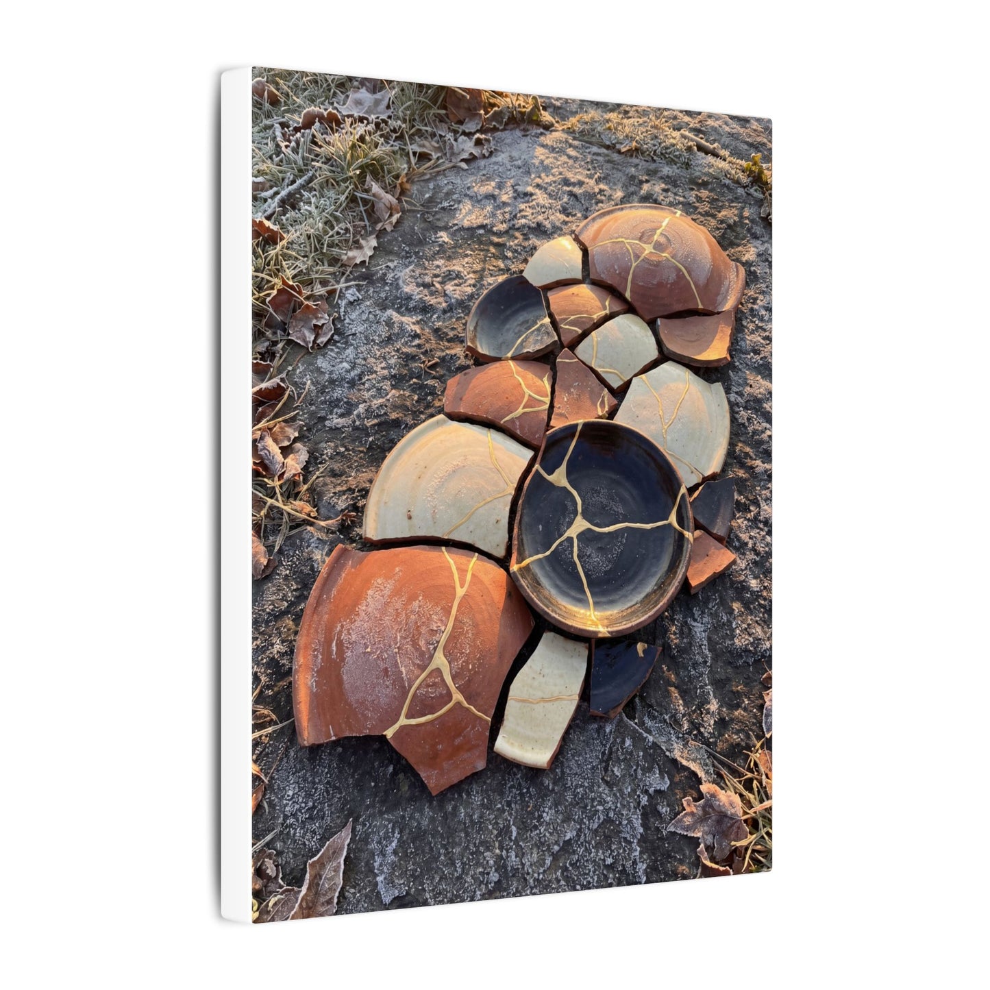 Winter Broken Pottery Gold Vein Canvas Art | Beautiful Decor