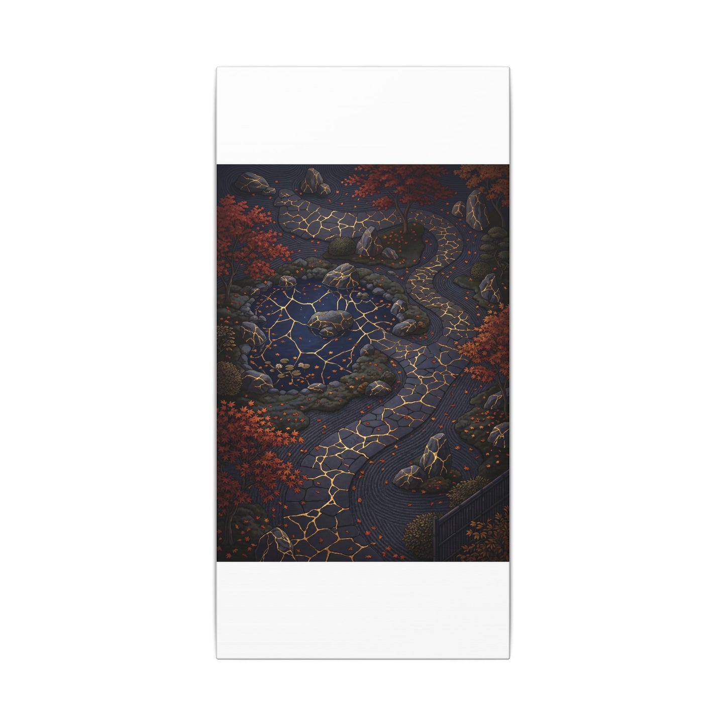 Moonlit Garden Gold Vein Canvas Art | Resilient Kintsugi Art
