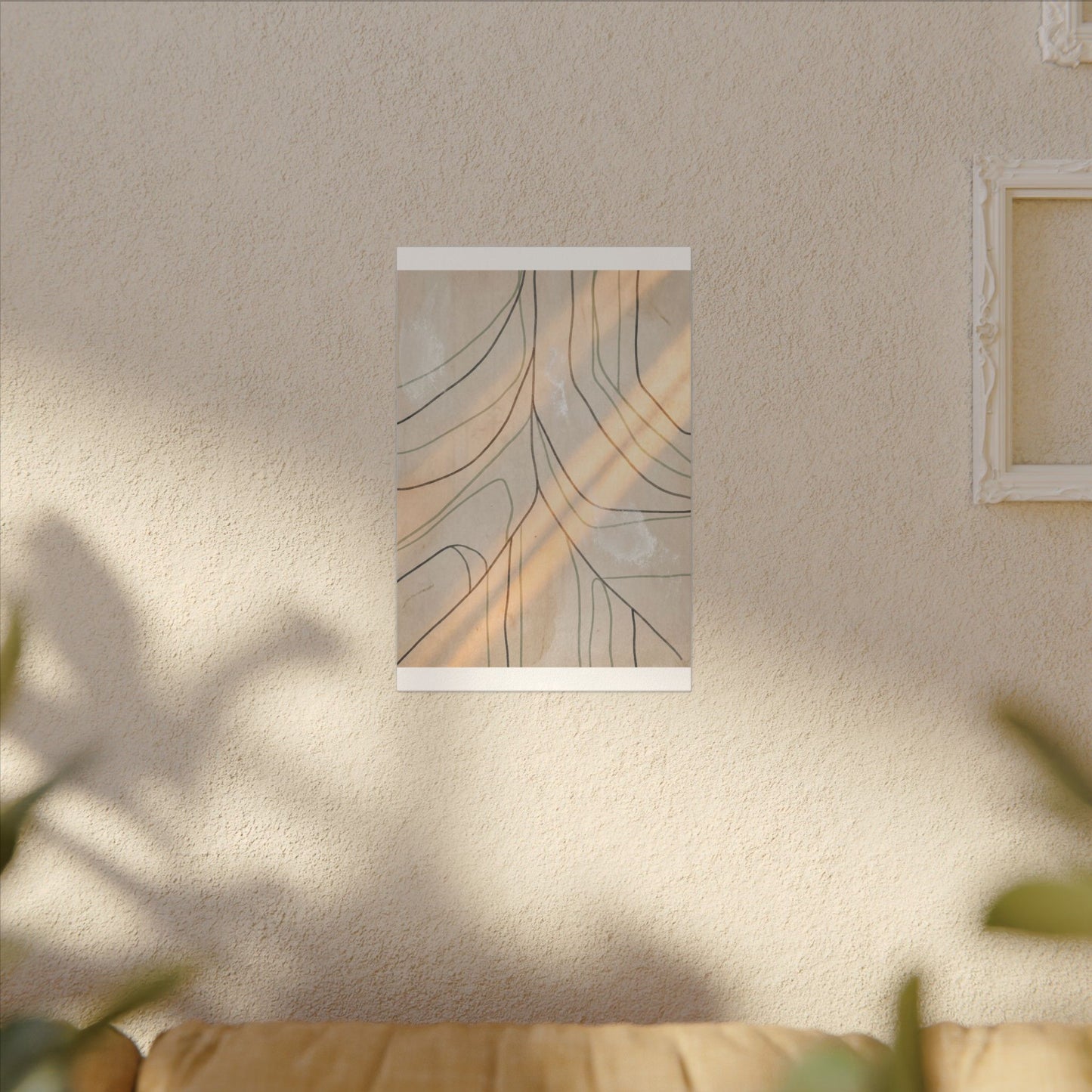 Shoji Screen Minimal Line Canvas Art | Warm Japandi Art