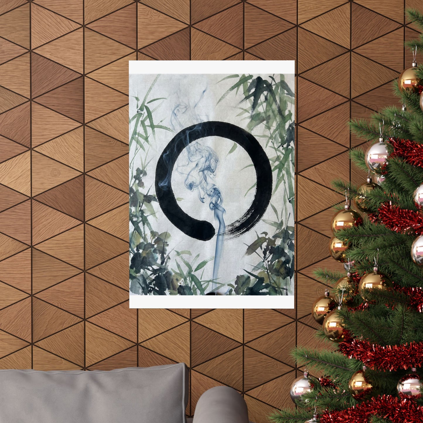Moonlight Incense Smoke Wall Art Print - Zen Mono No Aware
