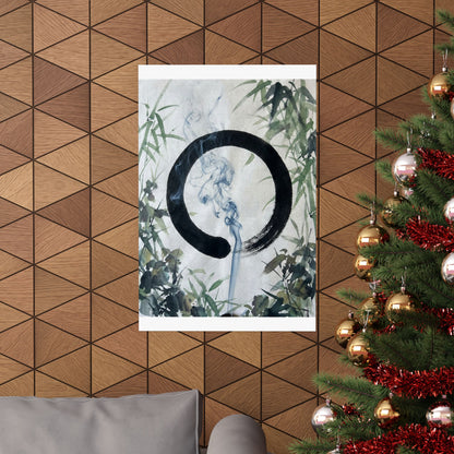 Moonlight Incense Smoke Wall Art Print - Zen Mono No Aware
