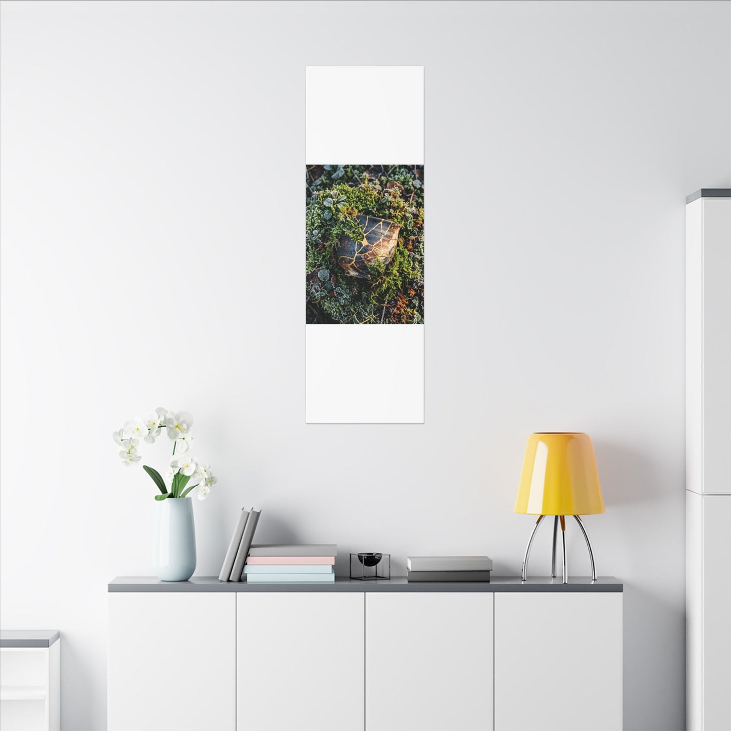 Artful Moss Close Up Canvas Art - Gold Repair Kintsugi