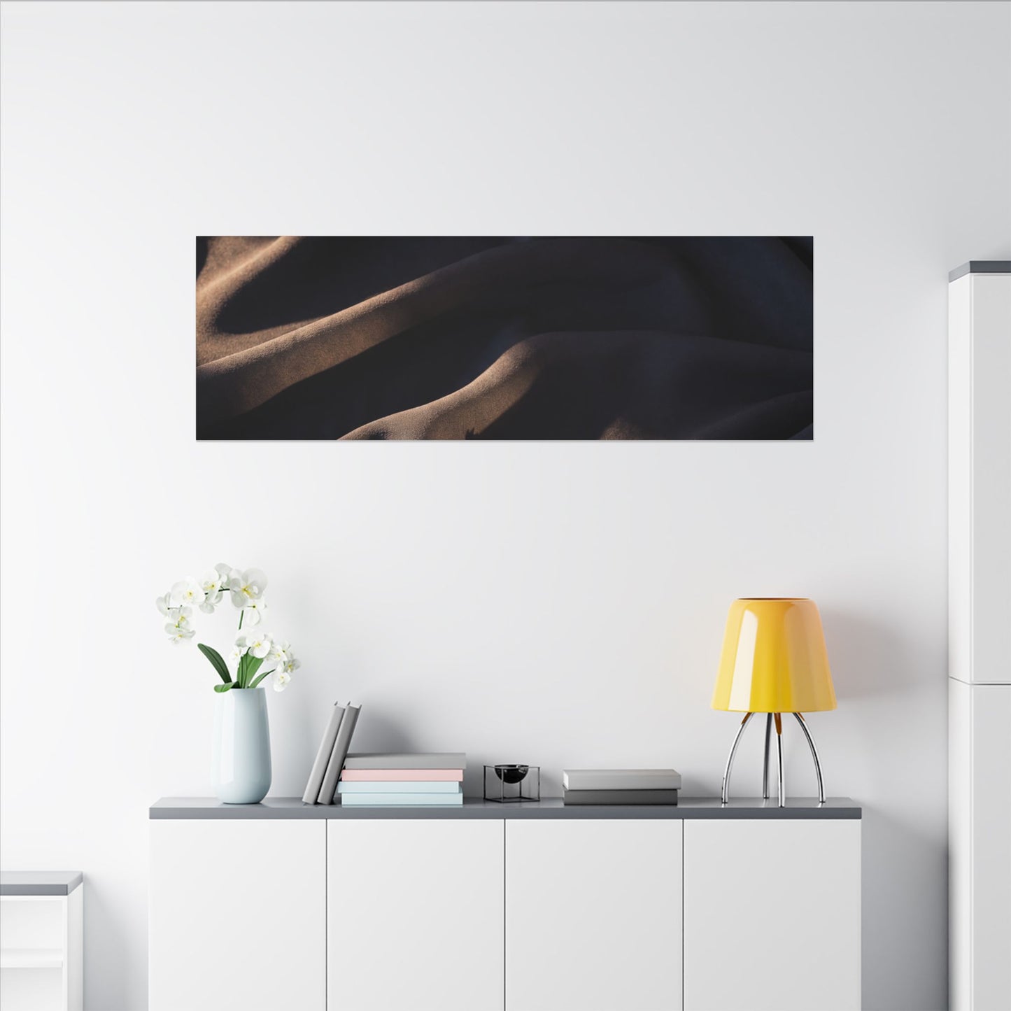 Silk Drape Shadow Zen Canvas Art | Luxurious Dark Japandi Art