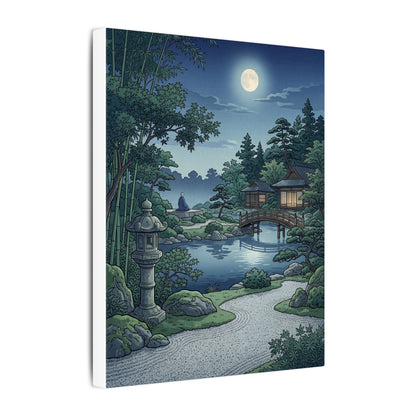 Summer Moonlit Garden Ukiyo E Inspired Canvas Art | Serene Decor