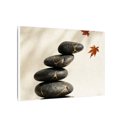 Kintsugi River Stones in Dappled | Crackle Gold Canvas Art