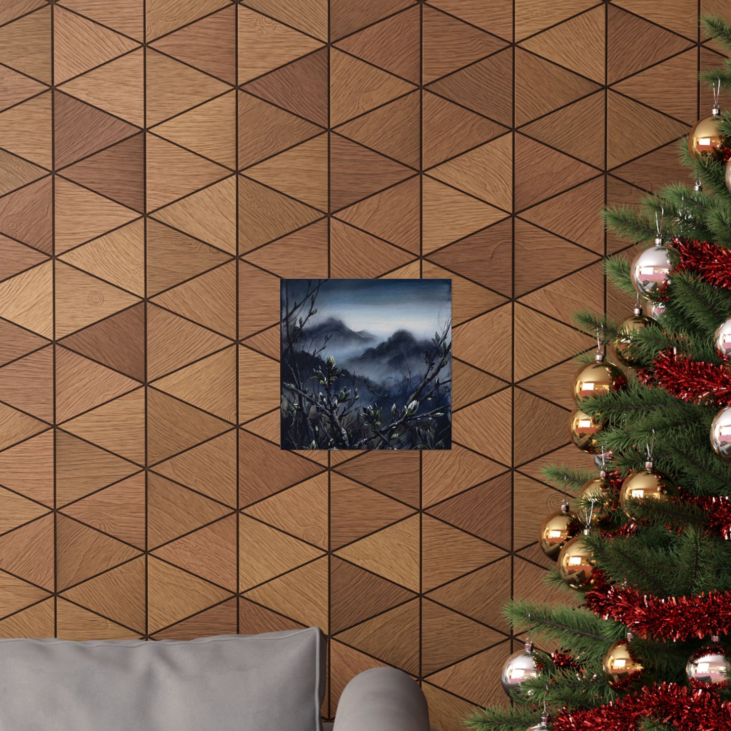 Mountain Mist Wall Art Print | Spring Dark Japandi Dark Texture Art
