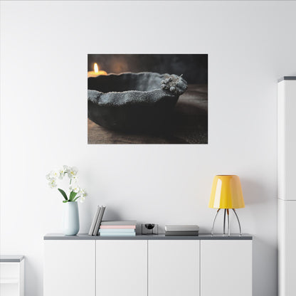 Ceramic Bowl Canvas Art | Winter Dark Japandi Shadow Zen Art