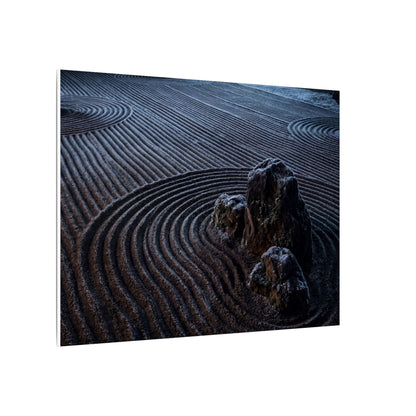 Moonlight Rock Garden Canvas Art - Dark Japandi Seijaku
