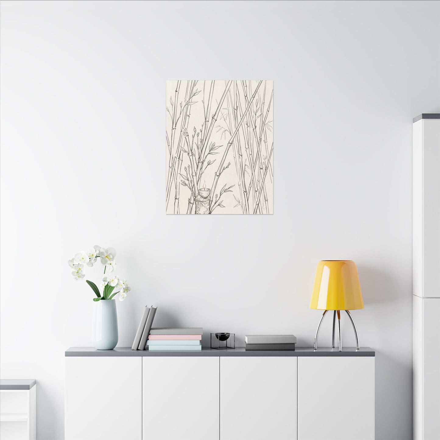 Candlelight Bamboo Grove Canvas Art - Japandi Fukinsei