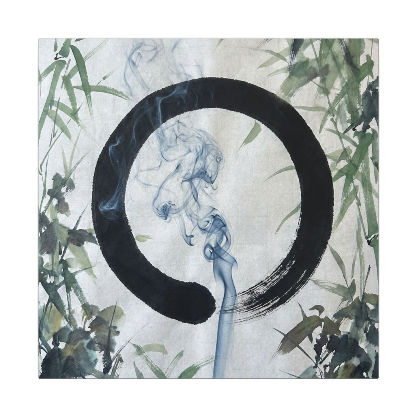 Zen Incense Smoke in Moonlight | Enso Canvas Art
