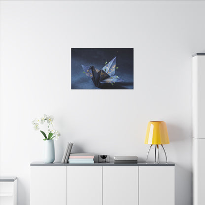 Kintsugi Paper Fold in Moonlight | Crackle Gold Canvas Art