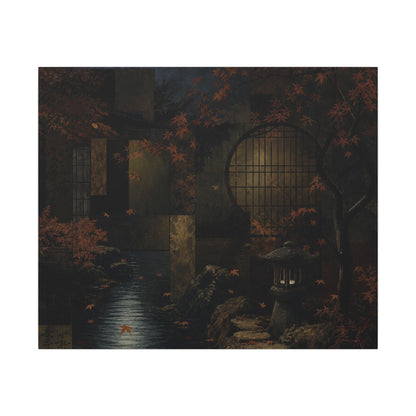 Moonlight Moonlit Garden Canvas Art - Dark Japandi Shibui