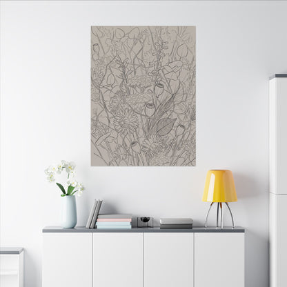 Summer Dried Flowers Minimal Line Canvas Art | Elegant Decor