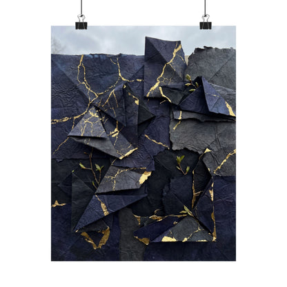 Paper Fold Crackle Gold Wall Art Print | Philosophical Kintsugi Art Art Print