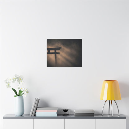 Torii Gate Shadow Zen Canvas Art | Bold Dark Japandi Art