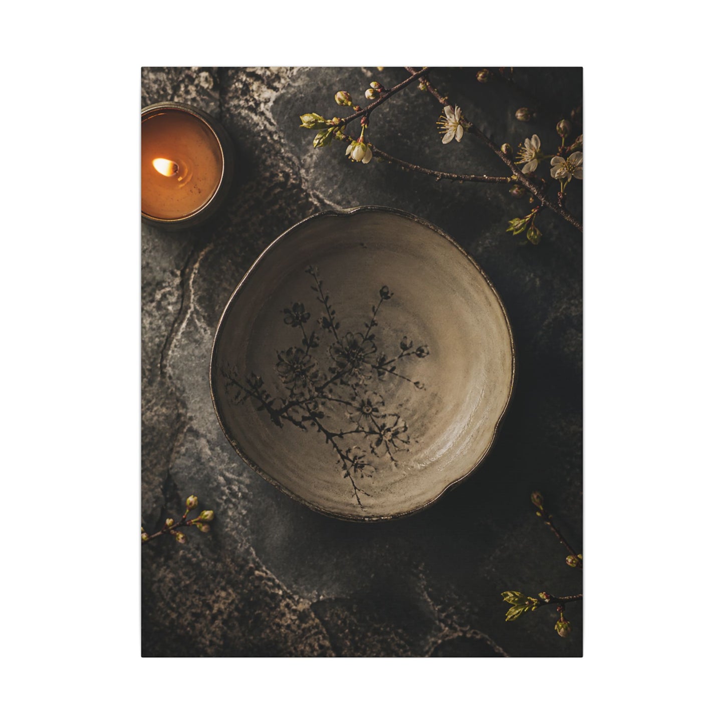 Ceramic Bowl Spring Canvas Art | Japandi Earthy Design