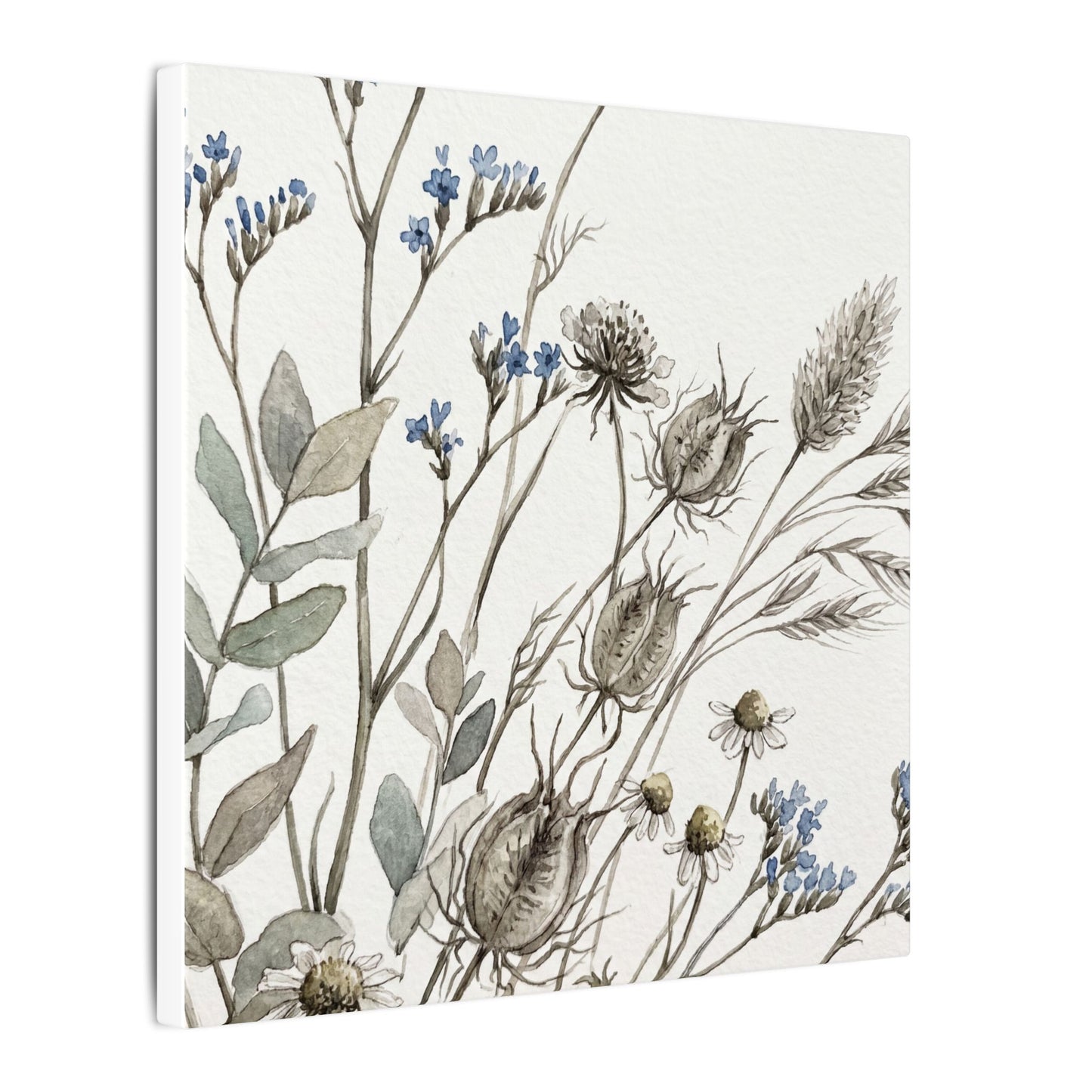 Dried Flowers Canvas Art | Summer Japandi Watercolor Art