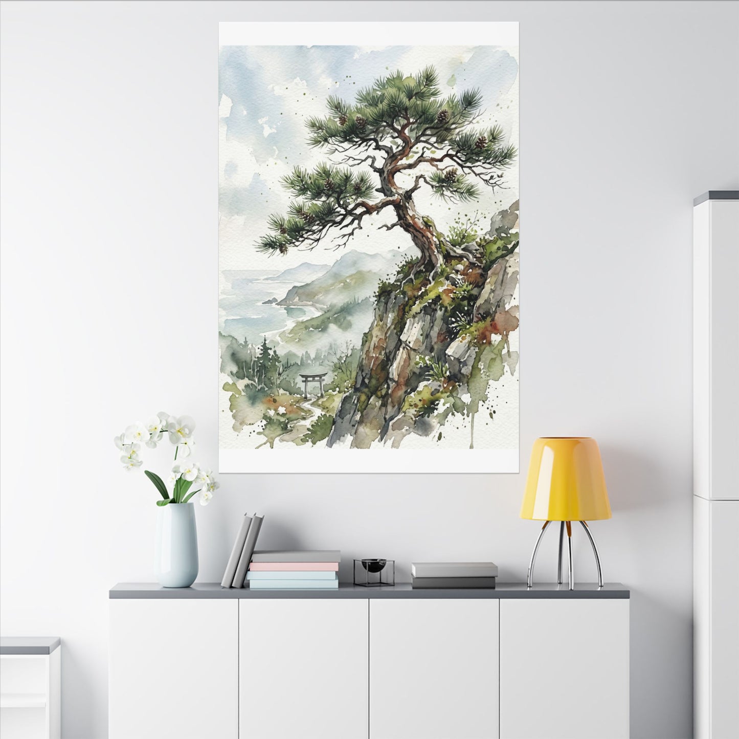 Pine Tree Spring Canvas Art | Japandi Neutral Design