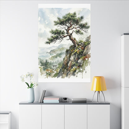 Pine Tree Spring Canvas Art | Japandi Neutral Design