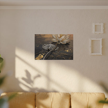 Kintsugi Lotus Flower in Golden Hour | Gold Vein Canvas Art